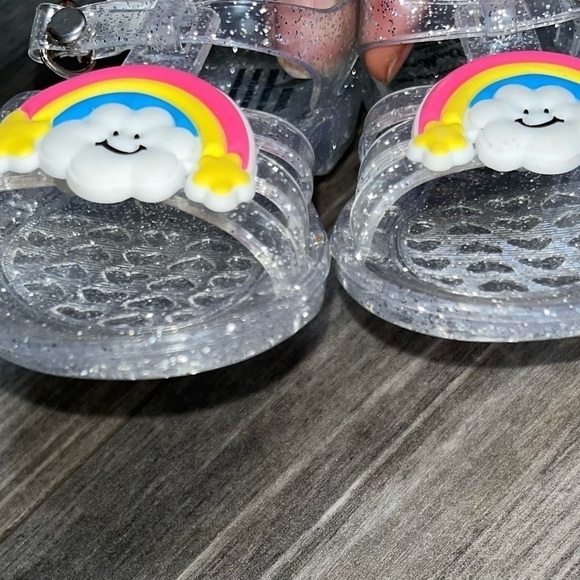 Toddler girls clear rainbow jellies size 3/4 like new - Picture 5 of 6